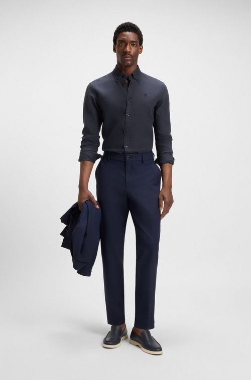 Camisa De Ajuste Slim Em Linho
