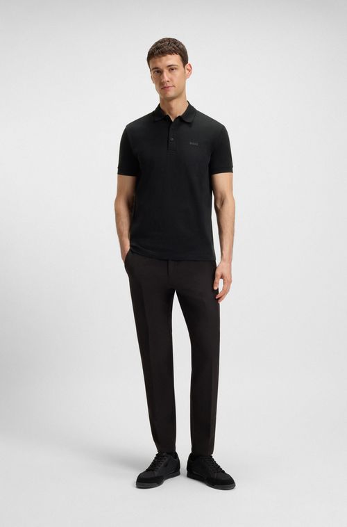 Polo De Algodão Com Mapeamento De Corpo Jacquard