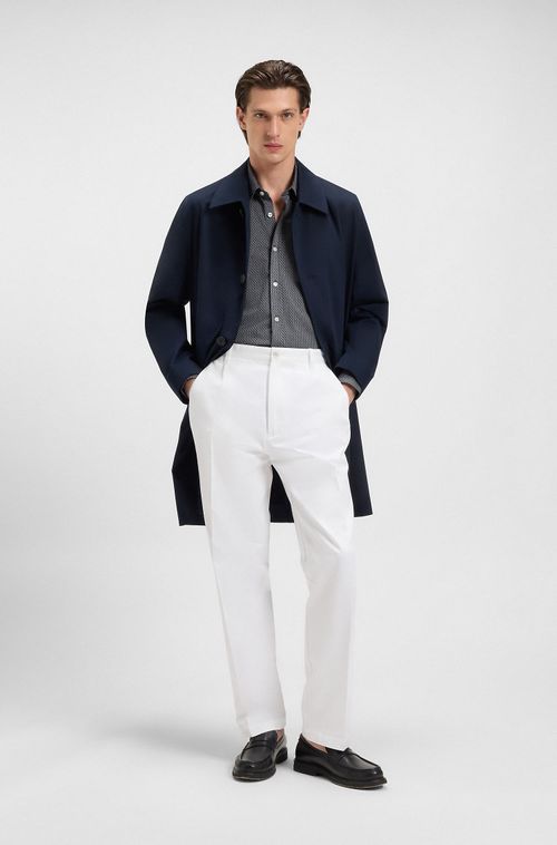 Camisa Slim Fit Em Jacquard De Mistura De Algodão