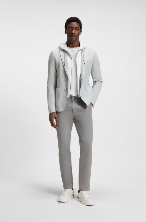 Calça Slim Fit Em Sarja De Mistura De Algodão