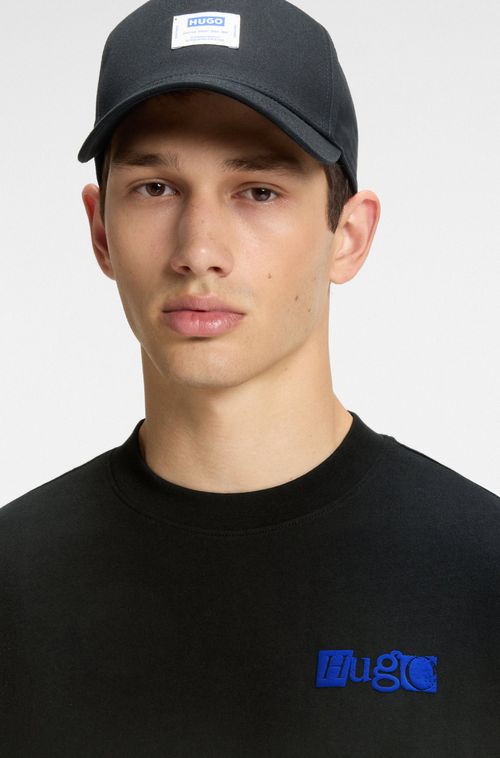 Camiseta Em Jersey De Algodão Com Logo Estampado Em Relevo
