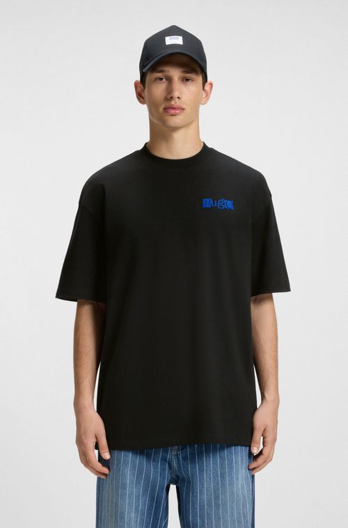 Camiseta Em Jersey De Algodão Com Logo Estampado Em Relevo
