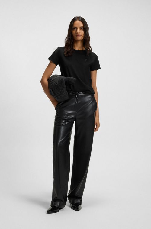 Camiseta De Algodão De Ajuste Slim Com Monograma Double B
