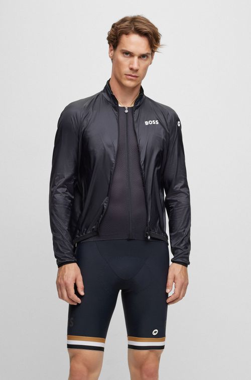 BOSS x ASSOS Jaqueta De Ciclismo Preta Corta-Vento Repelente À Água