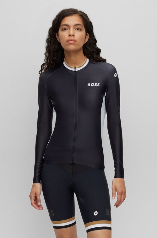 BOSS x ASSOS Camiseta De Ciclismo Preta Com Zíper E Três Bolsos Traseiros