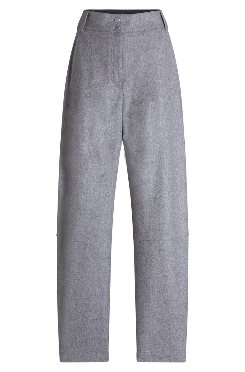 Calça De Mistura De Lã De Ajuste Relaxado