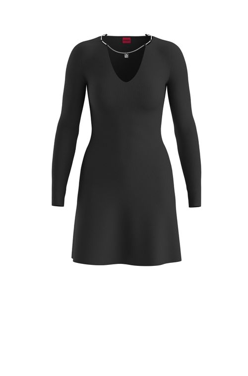 Vestido De Manga Longa De Ajuste Slim