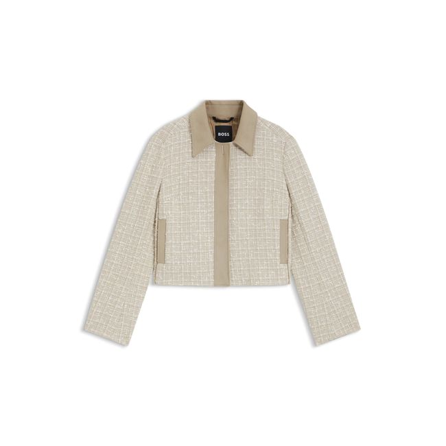 Blazer De Ajuste Regular Em Tweed De Mistura De Algodão