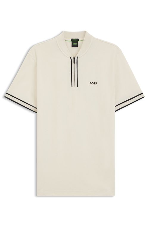 Polo De Malha Com Fecho Em Algodão Piqué Elástico