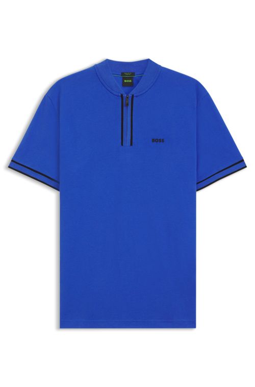Polo De Malha Com Fecho Em Algodão Piqué Elástico