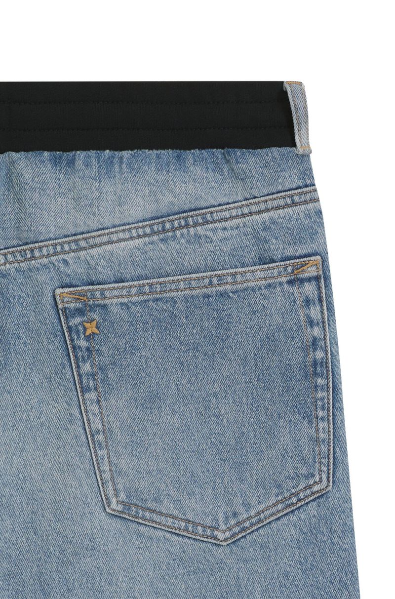 Calças Jeans De Ajuste Oversized Em Com Cintura Jersey