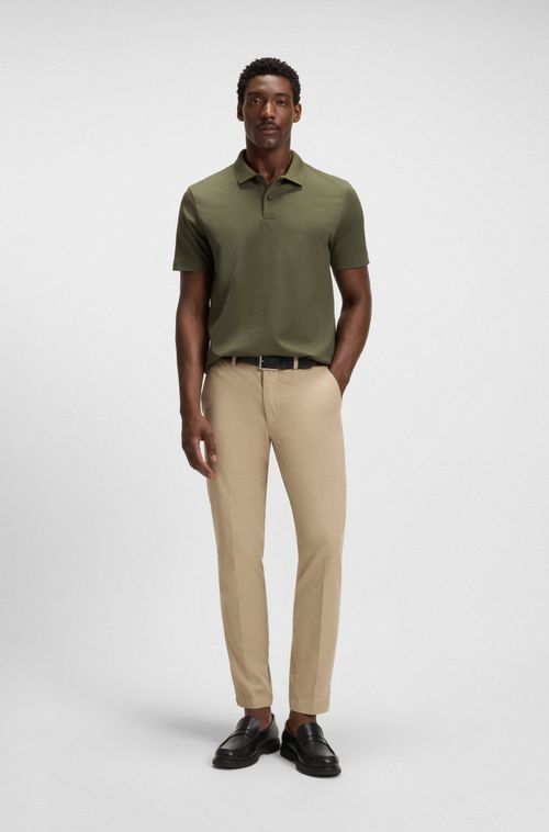 Polo Em Algodão Mercerizado Com Jacquard Geométrico