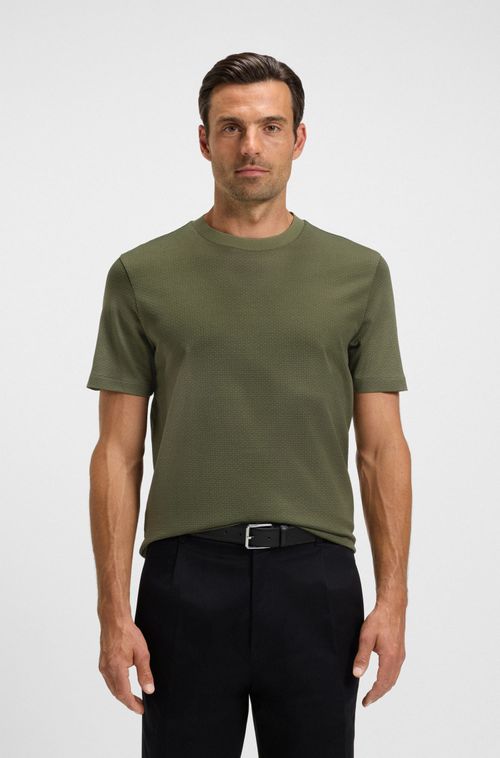 Camiseta Com Jacquard Geométrico Em Algodão Mercerizado
