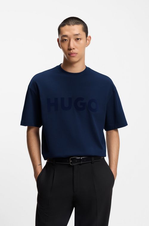 Camiseta De Algodão De Ajuste Oversized Com Logo Decorativo