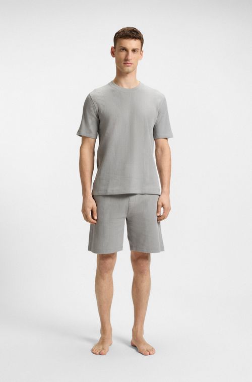 Shorts de mistura de algodão em jacquard tricotado