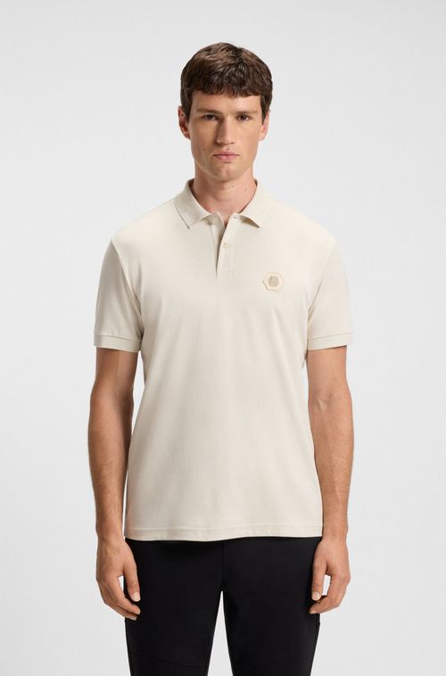 Polo Em Algodão Pima Com Monograma Double B