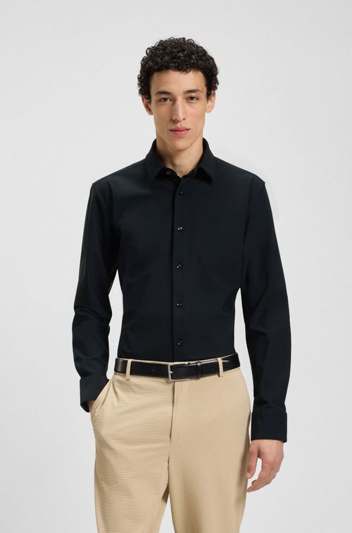 Camisa Slim-Fit Em Jersey De Performance Stretch Estruturado