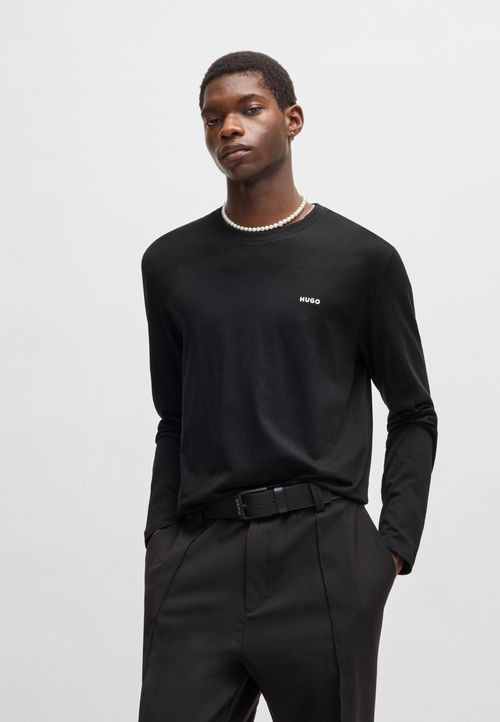 Camiseta De Mangas Compridas Em Jersey De Algodão Com Logo