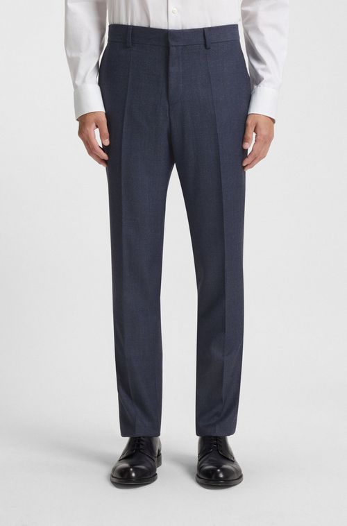 Calça Social De Lã Virgem Com Textura Micropadrão