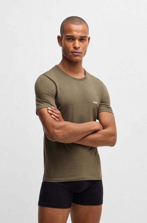 Pack De Três Camisetas De Algodão Com Logo Bordado