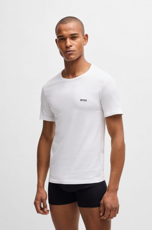 Pack De Três Camisetas De Algodão Com Logo Bordado