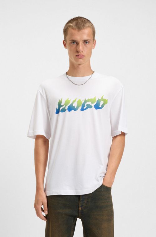 Camiseta De Jersey De Algodão Com Estampa Artística