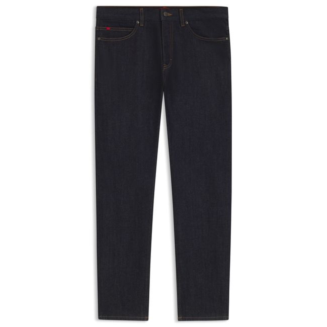 Calças Jeans Slim Fit Em Denim Stretch Azul-Escuro