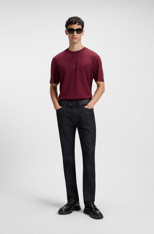 Calças Jeans Slim Fit Em Denim Stretch Azul-Escuro