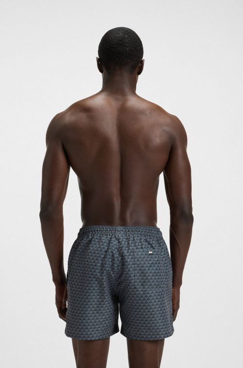 Shorts De Banho Estampado Com Fio Na Cintura