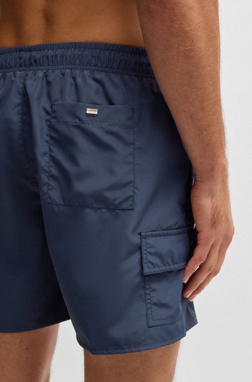 Shorts De Banho Com Bolso Cargo Com Emblema Com Logo